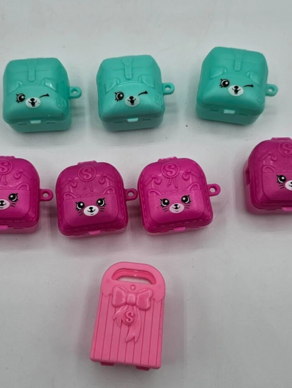 Lot of 8 Shopkins Mini Animal Backpacks Pink and Teal
